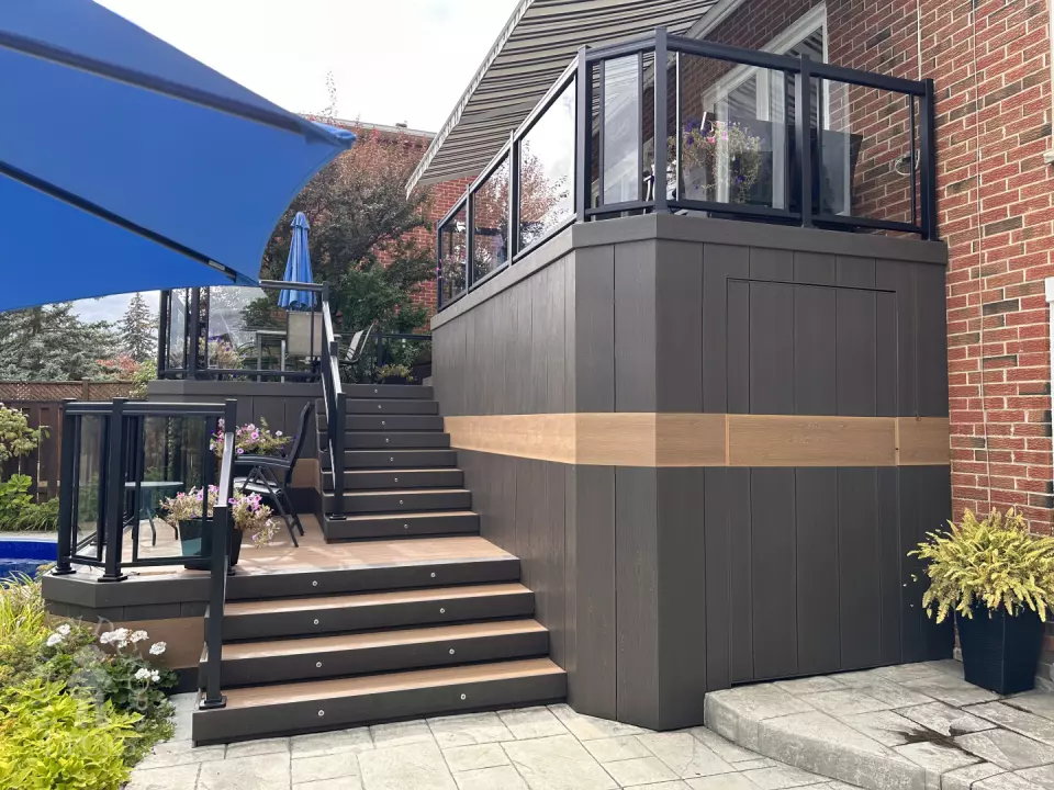 Deck stairs with lights