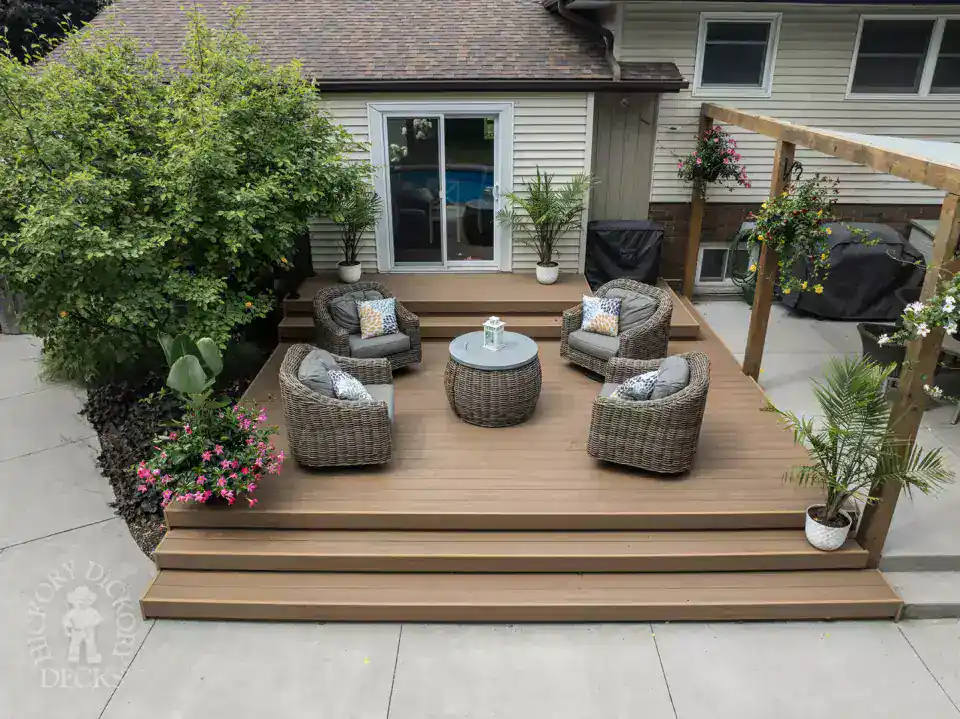 Backyard deck with pergola